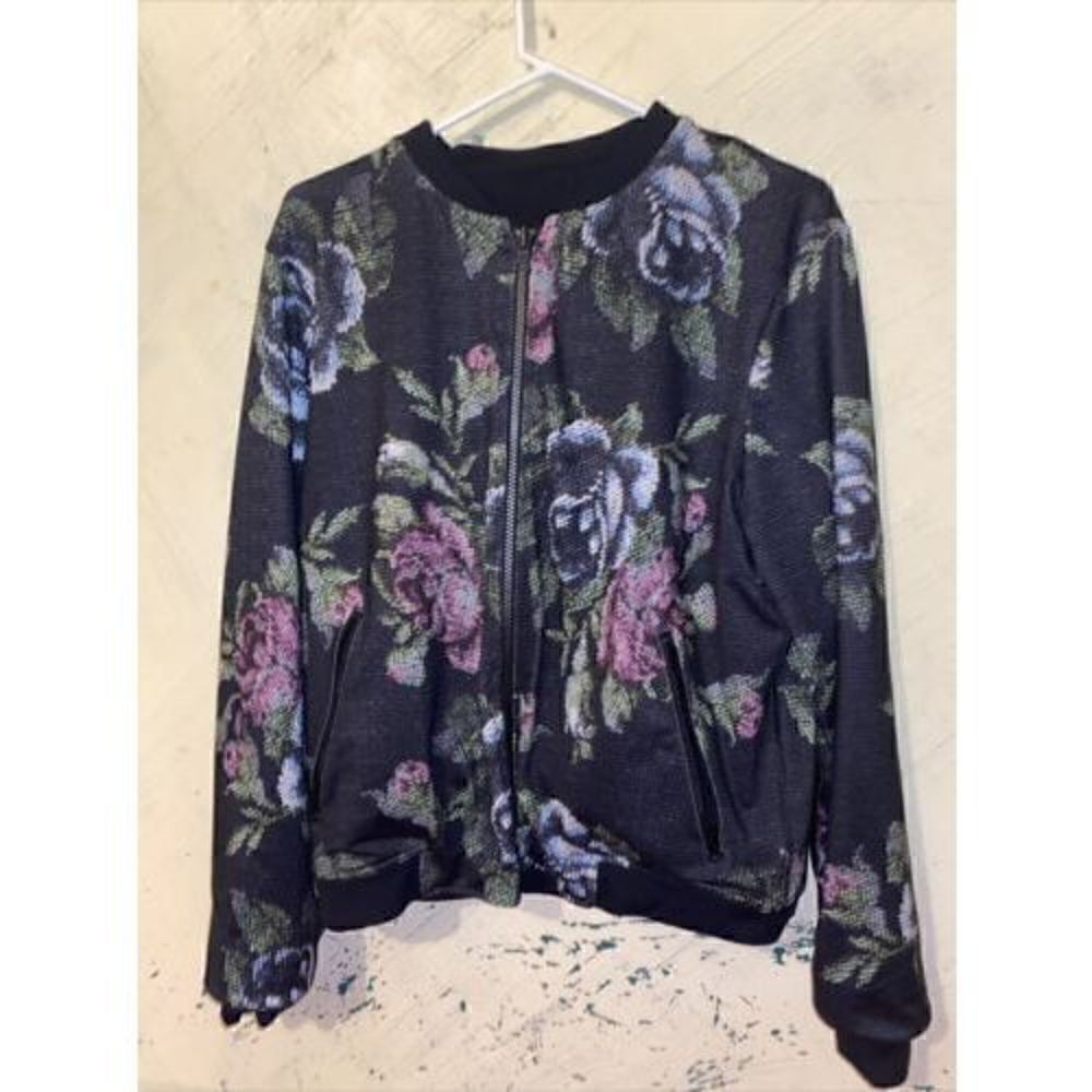 Lululemon Party Bomb Jacket Reversible Floral Black Women's Large *measurements